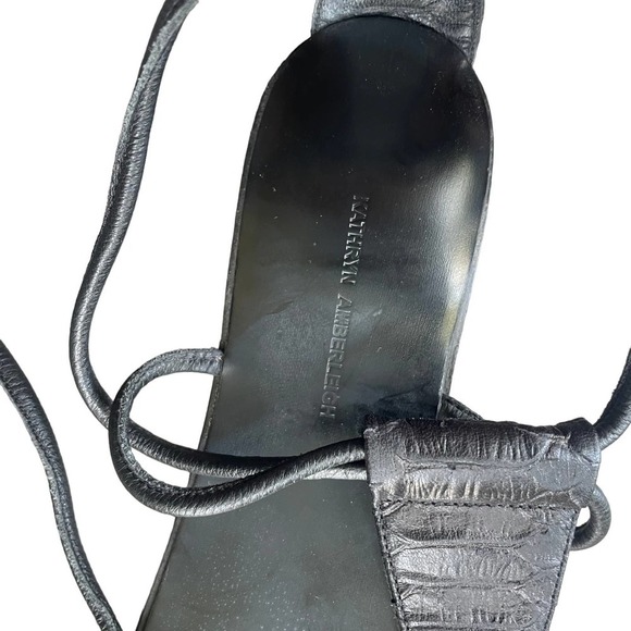 Kathryn Amberleigh Womens Leather Knee-High Cross-Strap Sandals Size 6.5 Black - Picture 7 of 10